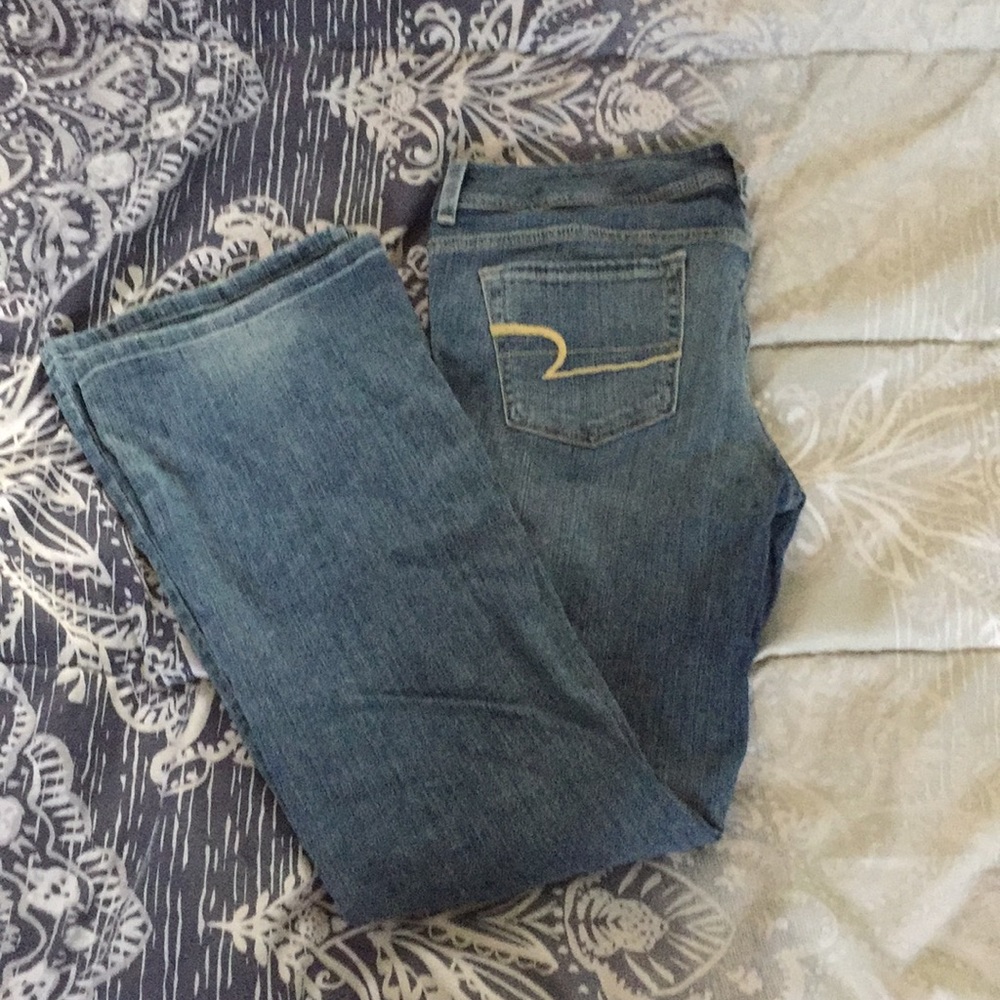 Faded blue jeans